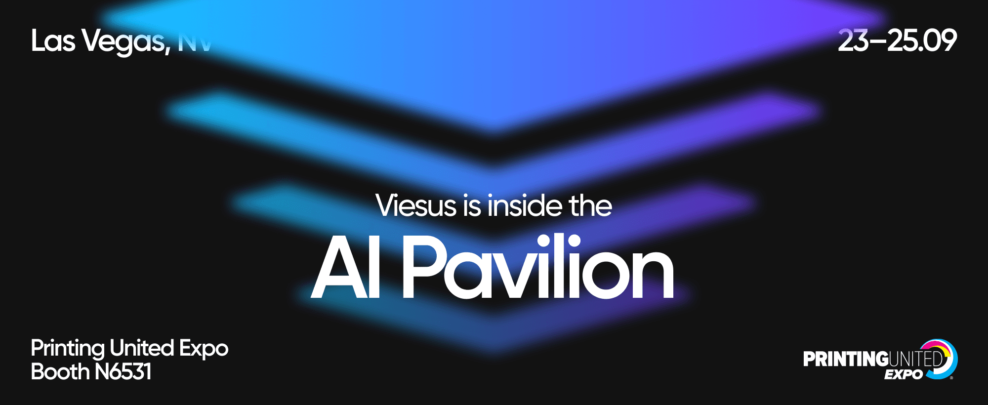 Viesus inside the AI Pavilion at Printing United Expo 2026, Las Vegas, Sept 23–25.