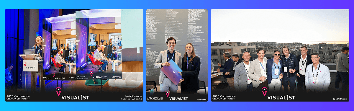 Viesus team attending Visual 1st 2025 conference, engaging in panels and industry discussions.